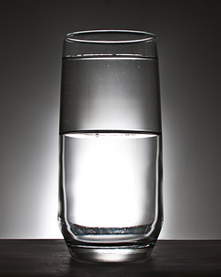 glass with water metaphor of bankruptcy