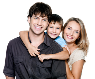 Happy family benefiting from bankruptcy
